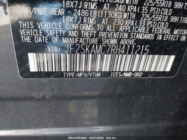 JF2SKAMC7RH411215 Subaru Forester Touring