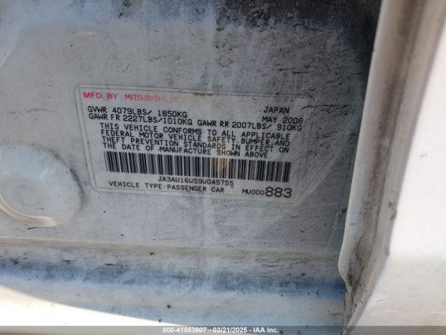 2009 MITSUBISHI LANCER JA3AU16U59U045755 Photo 8
