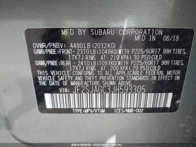 JF2SJAGC3JH593305 Subaru Forester 2.5i Premium