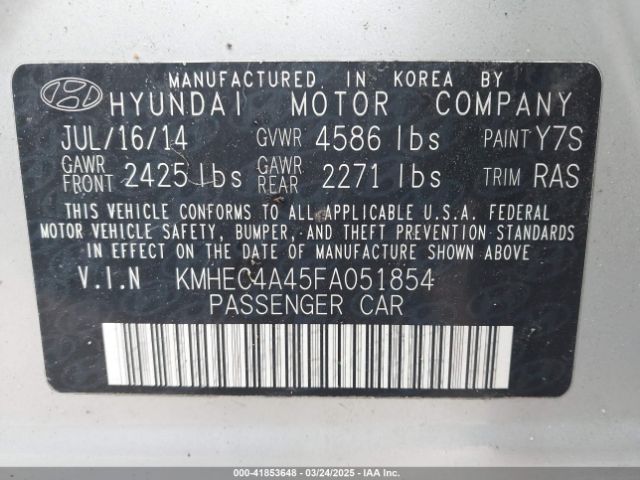 KMHEC4A45FA051854 Hyundai Sonata Hybrid Limited