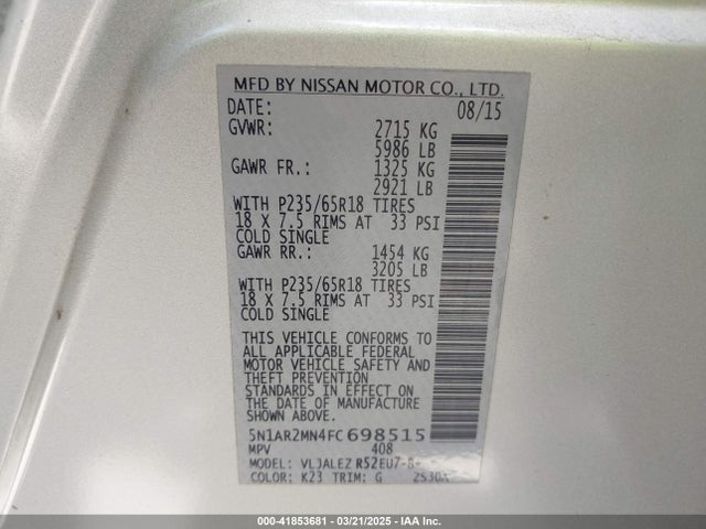 Nissan 2015 2015 5N1AR2MN4FC698515 Image 25