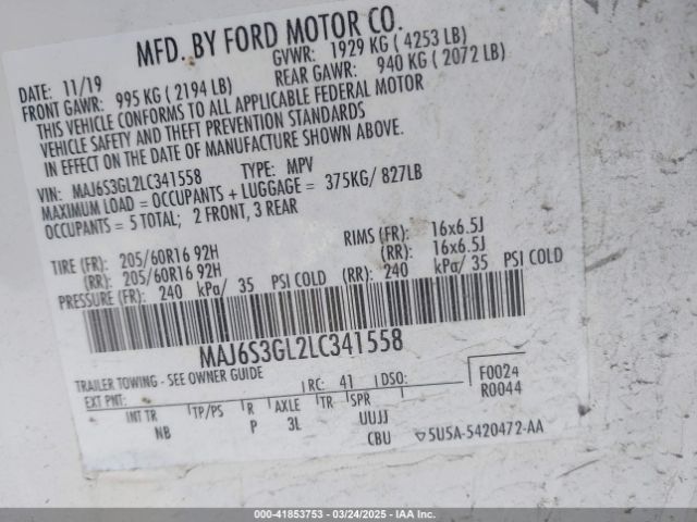 2020 FORD ECOSPORT MAJ6S3GL2LC341558 Photo 8