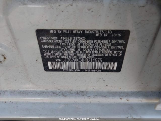 JF2GPAKC4H8214575 Subaru Crosstrek 2.0i Limited