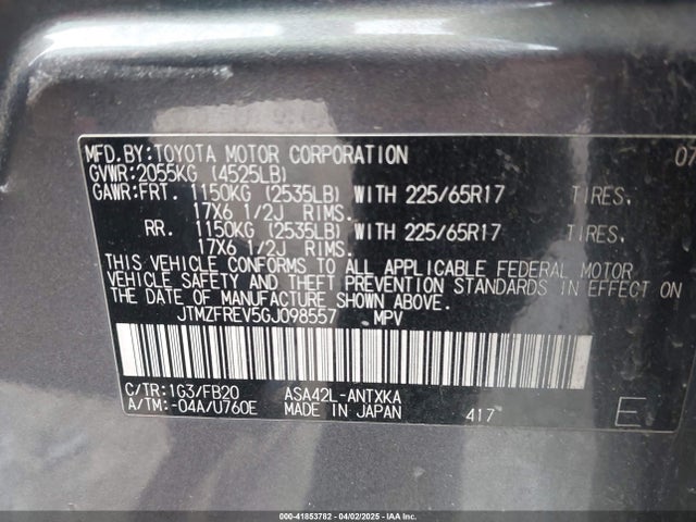Toyota RAV4 LE 2016 JTMZFREV5GJ098557 Image 9