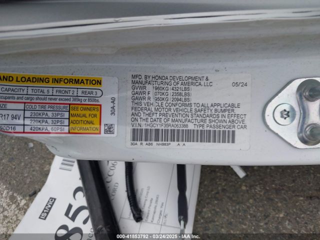 1HGCY1F35RA063388 Honda ACCORD EX
