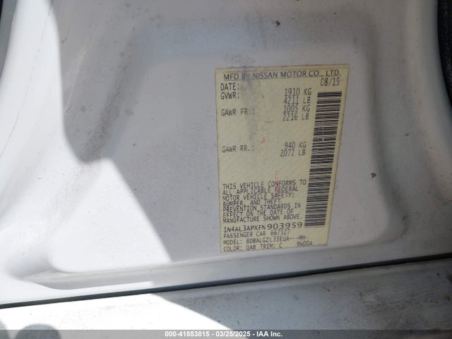 1N4AL3APXFN903959 Nissan Altima 2.5 S
