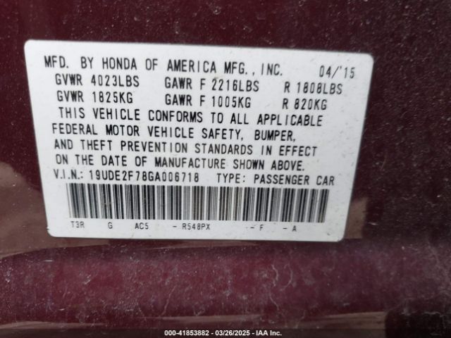 2016 ACURA ILX 19UDE2F78GA006718 Photo 8