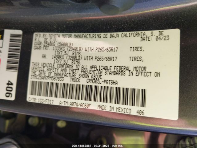 3TMCZ5AN7PM587833 Toyota Tacoma Trd Sport