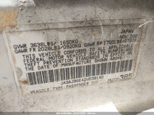 2002 MITSUBISHI LANCER JA3AJ86E42U039140 Photo 8