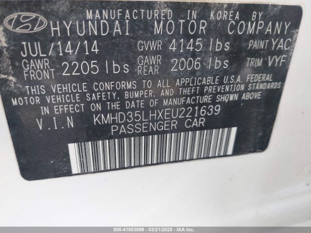 KMHD35LHXEU221639 Hyundai ELANTRA GT