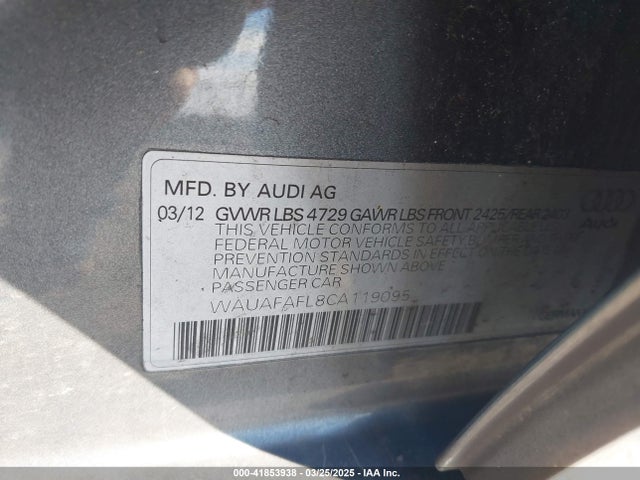 2012 AUDI A4 WAUAFAFL8CA119095 Photo 8