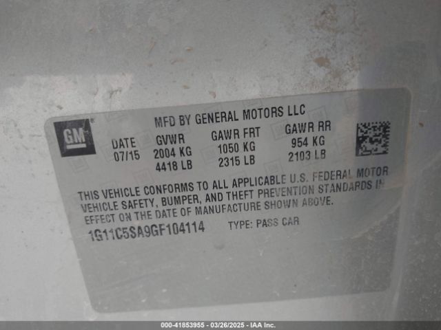 1G11C5SA9GF104114 Chevrolet Malibu Limited Lt
