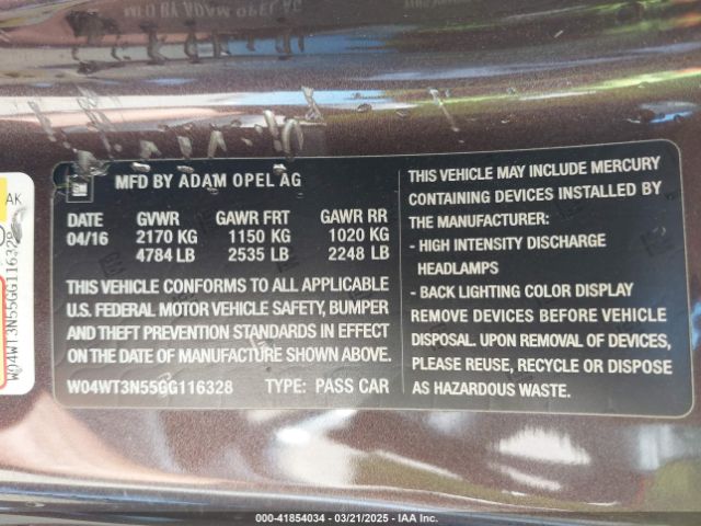 W04WT3N55GG116328 Buick Cascada Premium