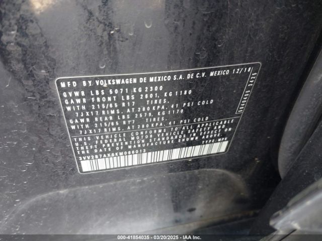 3VV2B7AX6KM066013 Volkswagen Tiguan 2.0t Se/2.0t Sel/2.0t Sel R-line/2.0t Sel R-line Black