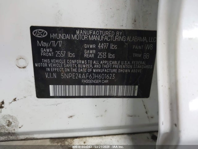5NPE24AF6JH601623 Hyundai SONATA SE