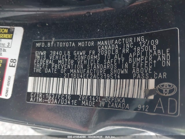 Продажа на аукционе авто 2010 Toyota Corolla Le, vin: 2T1BU4EE2AC319514, номер лота: 41854098