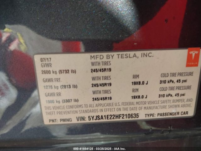 5YJSA1E22HF210635 Tesla Model S 100d/60d/75d/90d/p100d