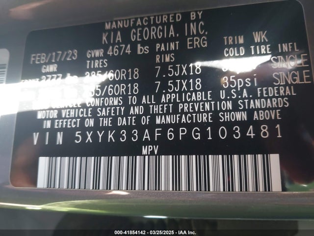5XYK33AF6PG103481 KIA Sportage Ex