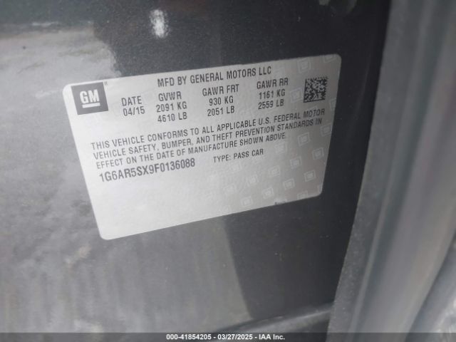 1G6AR5SX9F0136088 Cadillac CTS LUXURY