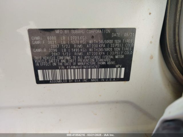 4S4WMAHD1M3454267 Subaru Ascent Premium