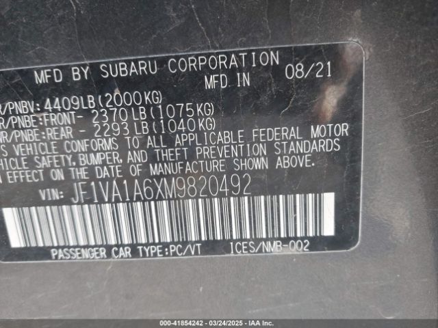 JF1VA1A6XM9820492 Subaru WRX