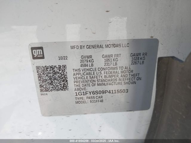 1G1FY6S09P4115503 Chevrolet Bolt Euv Fwd Lt