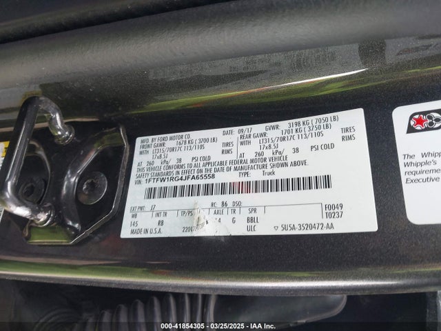 Ford 3.5l gtdi 2018 1FTFW1RG4JFA65558 Image 9