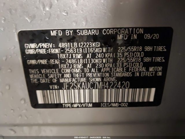 JF2SKAUC7MH422420 Subaru Forester Limited
