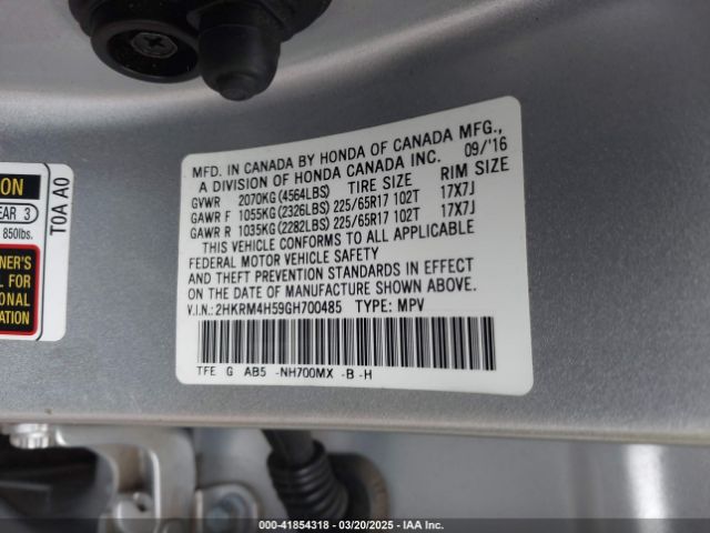 2HKRM4H59GH700485 Honda CR-V EX