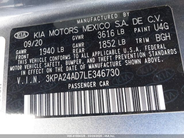 3KPA24AD7LE346730 KIA RIO S