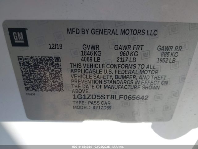 1G1ZD5ST8LF065642 Chevrolet Malibu Fwd Lt