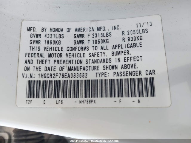 1HGCR2F76EA083682 Honda ACCORD EX