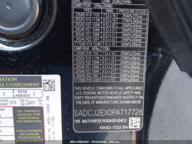 SADCJ2EX0PA717728 Jaguar F-pace S P250 Awd Automatic