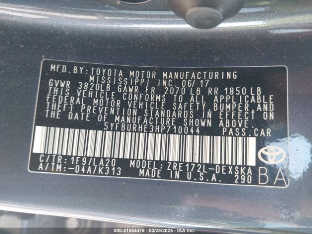 5YFBURHE3HP710044 Toyota Corolla Xse