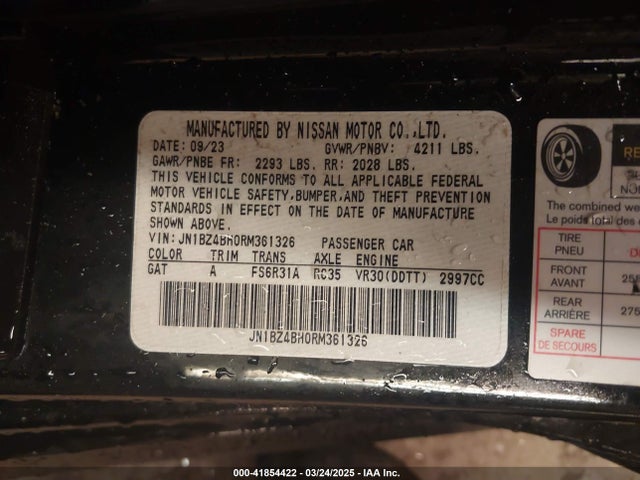 JN1BZ4BH0RM361326 Nissan Z Performance Manual