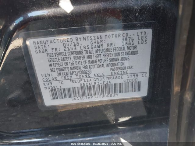 3N1AB7AP3JY300239 Nissan SENTRA S