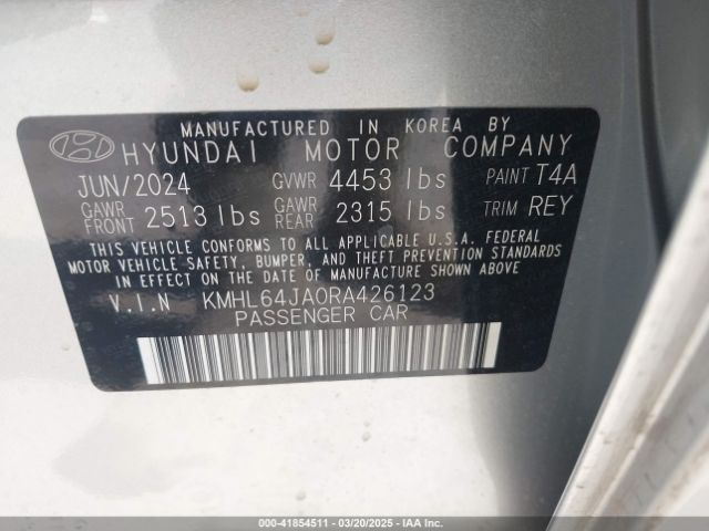 KMHL64JA0RA426123 Hyundai SONATA SEL