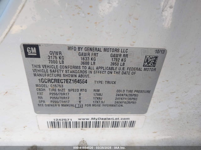 1GCRCREC7EZ164564 Chevrolet l83 - vvt, afm (active fuel management), aluminum