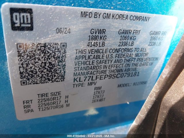 KL77LFEP9SC079181 Chevrolet Trax Fwd Ls