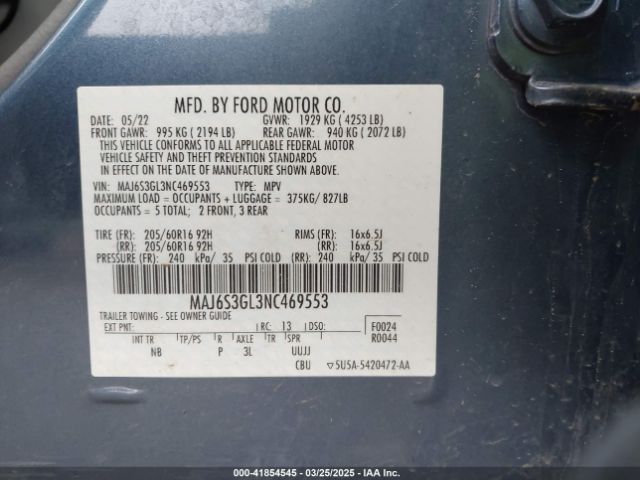 MAJ6S3GL3NC469553 Ford Ecosport Se