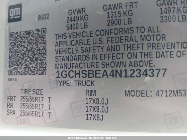 1GCHSBEA4N1234377 Chevrolet Colorado 2wd  Long Box Wt