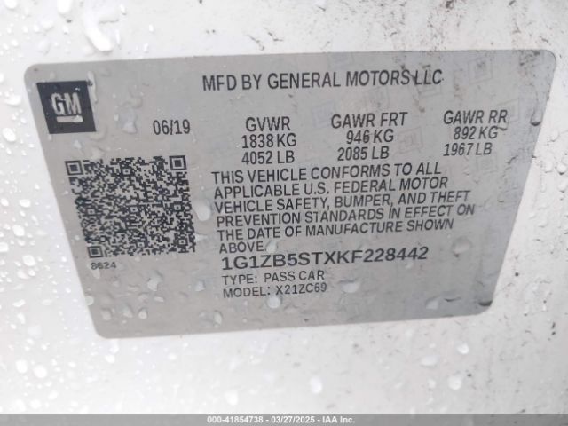 2019 CHEVROLET MALIBU 1G1ZB5STXKF228442 Photo 8