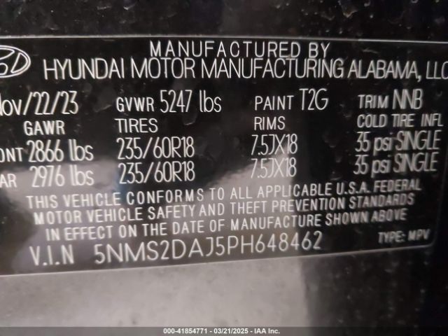 2023 HYUNDAI SANTA FE 5NMS2DAJ5PH648462 Photo 8
