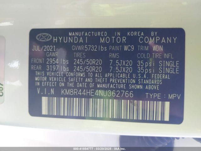KM8R44HE4NU362766 Hyundai Palisade Sel