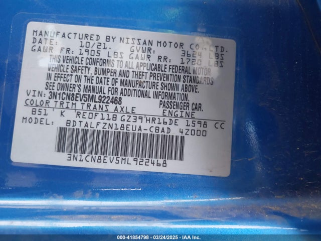 Nissan Versa Sv Xtronic Cvt 2021 3N1CN8EV5ML922468 Image 9