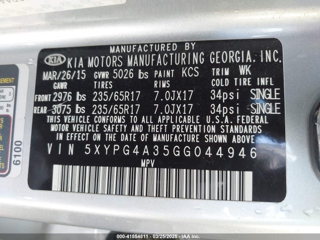 5XYPG4A35GG044946 KIA Sorento 2.4l L