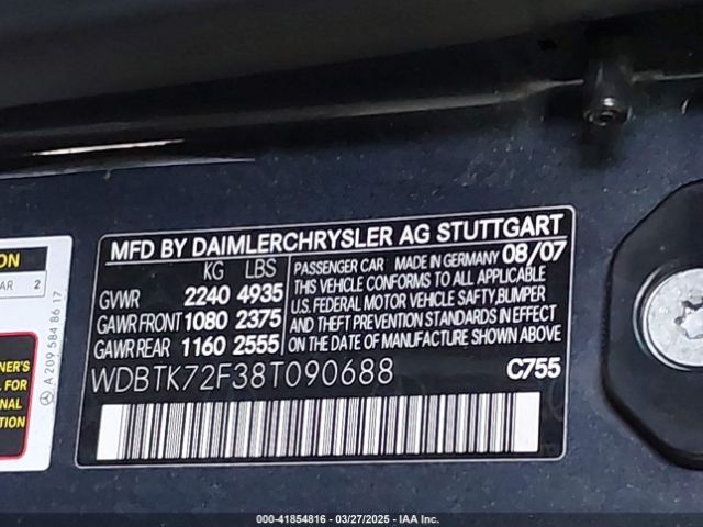 2008 MERCEDES-BENZ CLK 550 WDBTK72F38T090688 Photo 8
