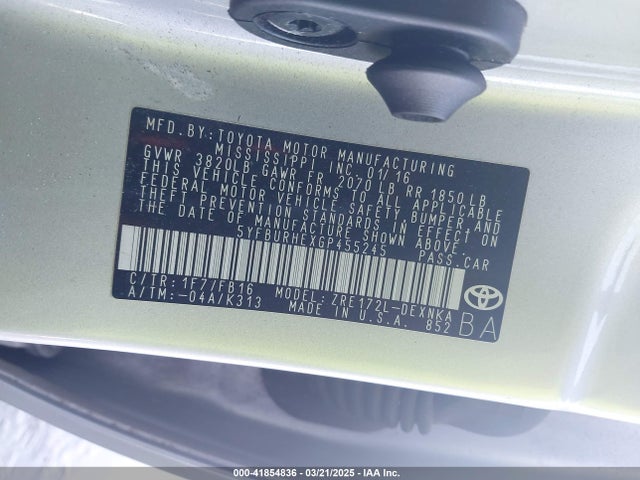 Toyota COROLLA LE 2016 5YFBURHEXGP455245 Image 9
