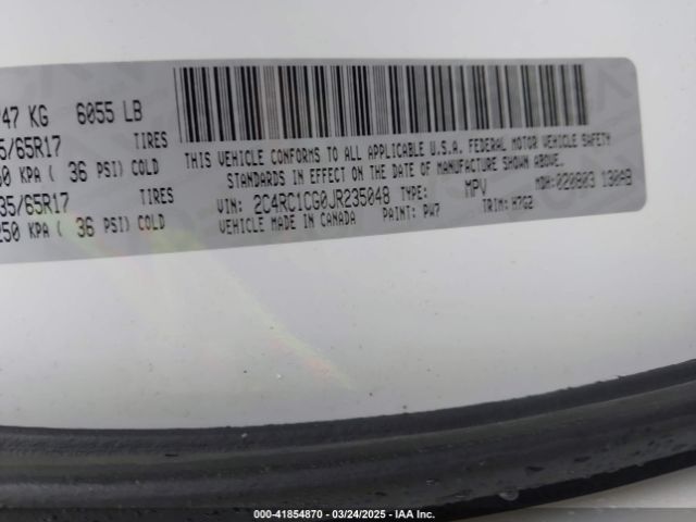 2C4RC1CG0JR235048 Chrysler Pacifica Lx