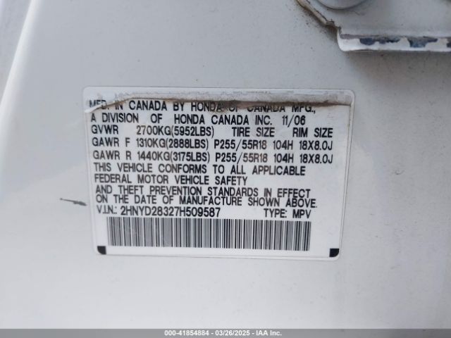 2007 ACURA MDX 2HNYD28327H509587 Photo 8